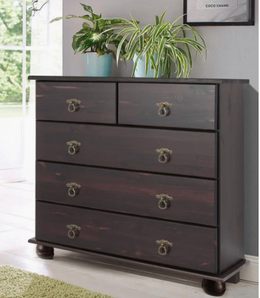 5-Drawer Chest Havana Brown Amias Solid Wood