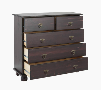 5-Drawer Chest Havana Brown Amias Solid Wood