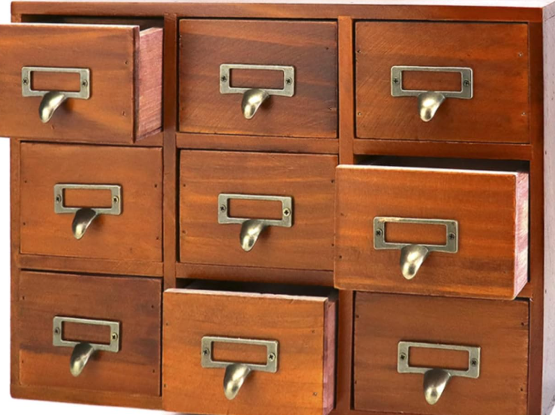 Home Office Desk Organizer with 9 Drawers – Wooden Storage Box