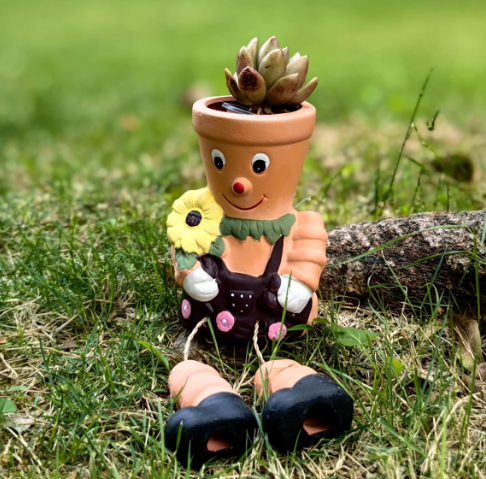 Pot Man Planter Terracotta Succulent Flower Pot – Cute Hanging or Sitting Plant Pot