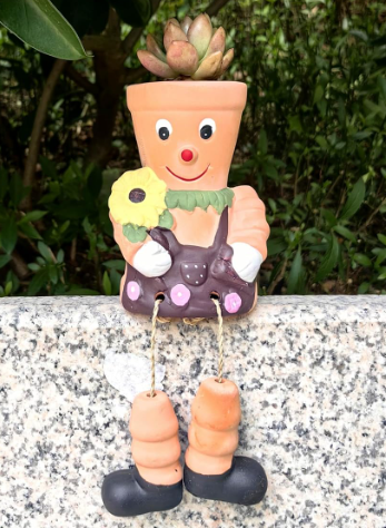 Pot Man Planter Terracotta Succulent Flower Pot – Cute Hanging or Sitting Plant Pot