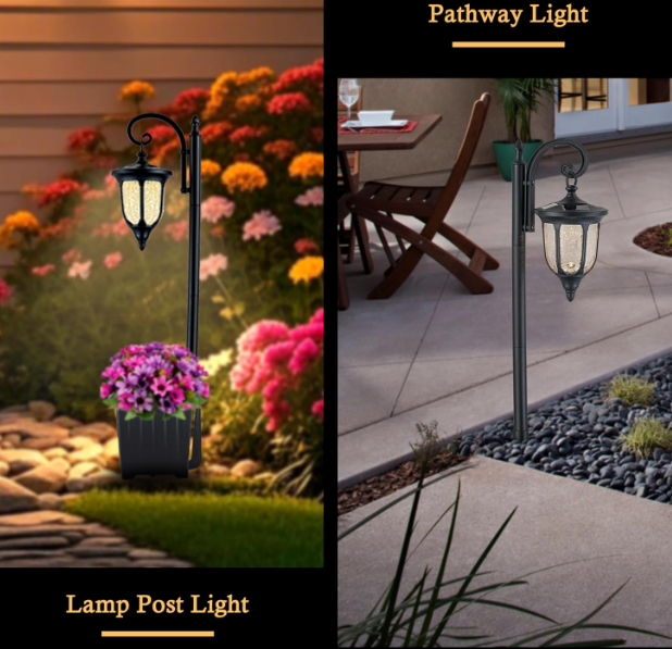 Solar Lamp Post with Planter – Outdoor Dusk to Dawn Solar Light