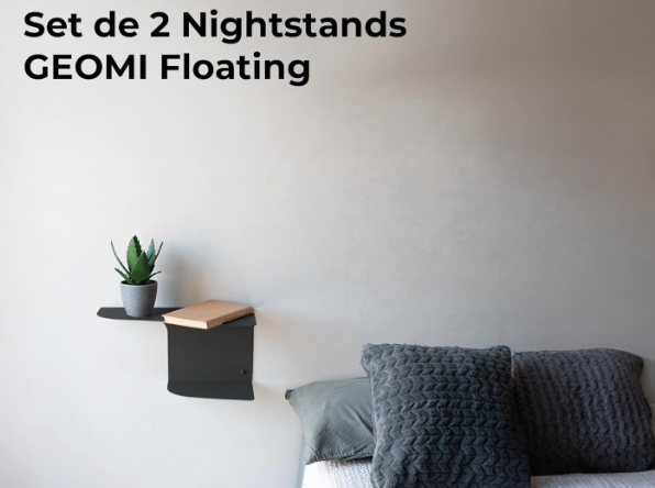 Floating Nightstand Set of 2 – Wall Mounted Metal Bedside Tables