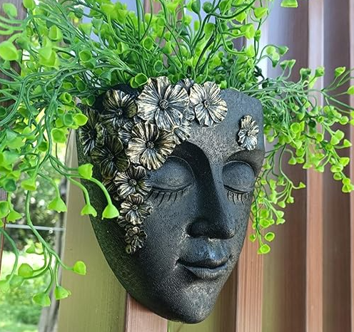 Head Wall Planter – Resin Face Flower Pot for Indoor & Outdoor Hanging