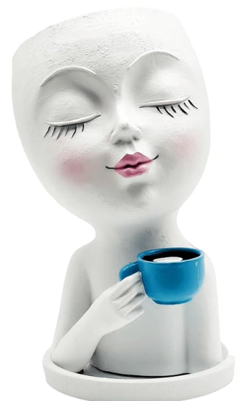 Elegant Violin Lady Face Plant Pot with Upgrade Tray