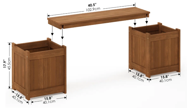 Wooden Planter Bench – Meranti Wood Outdoor Garden Seat