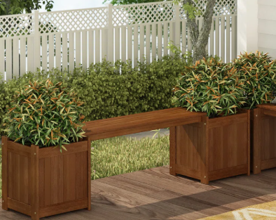 Wooden Planter Bench – Meranti Wood Outdoor Garden Seat
