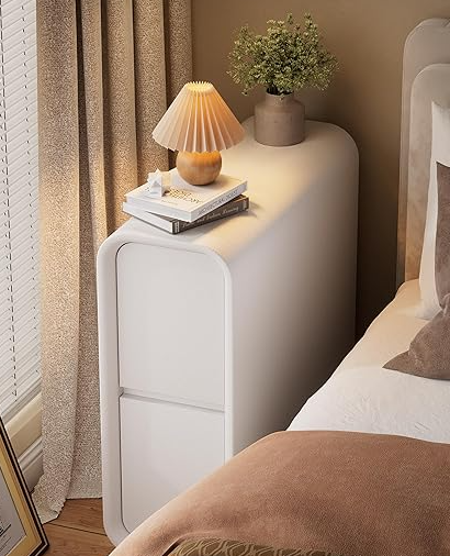 Solid Wood Bedside Table with Leather Cover
