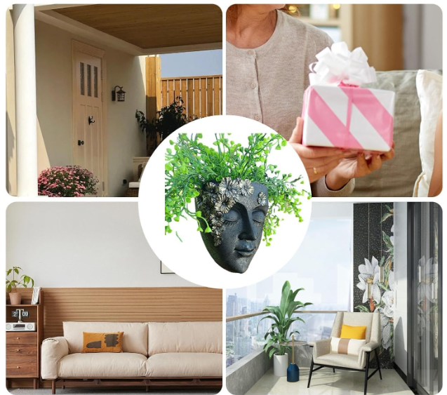 Head Wall Planter – Resin Face Flower Pot for Indoor & Outdoor Hanging