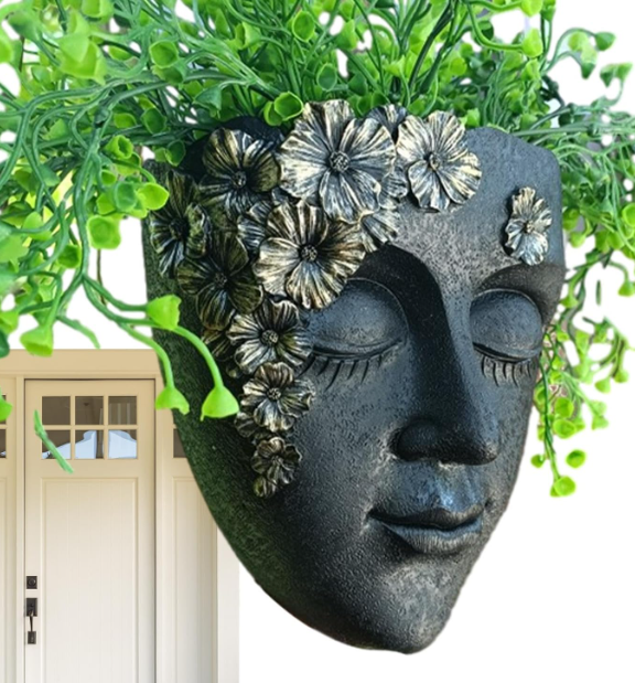 Head Wall Planter – Resin Face Flower Pot for Indoor & Outdoor Hanging