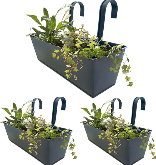 Railing Planter Box – No Drilling Metal Balcony Planter with Adjustable Bracket