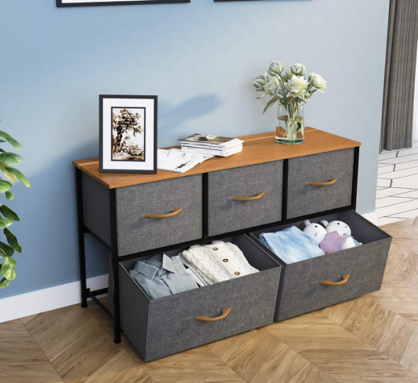 5 Drawer Storage Organizer – Fabric Dresser with Metal Frame