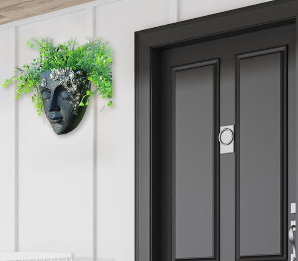Head Wall Planter – Resin Face Flower Pot for Indoor & Outdoor Hanging