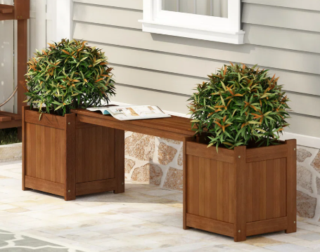 Wooden Planter Bench – Meranti Wood Outdoor Garden Seat