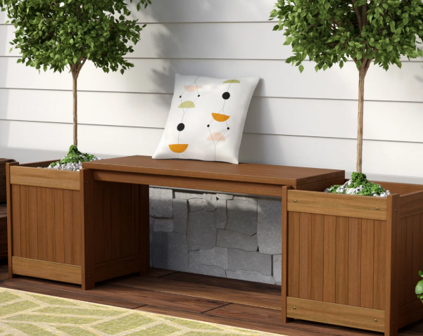 Wooden Planter Bench – Meranti Wood Outdoor Garden Seat